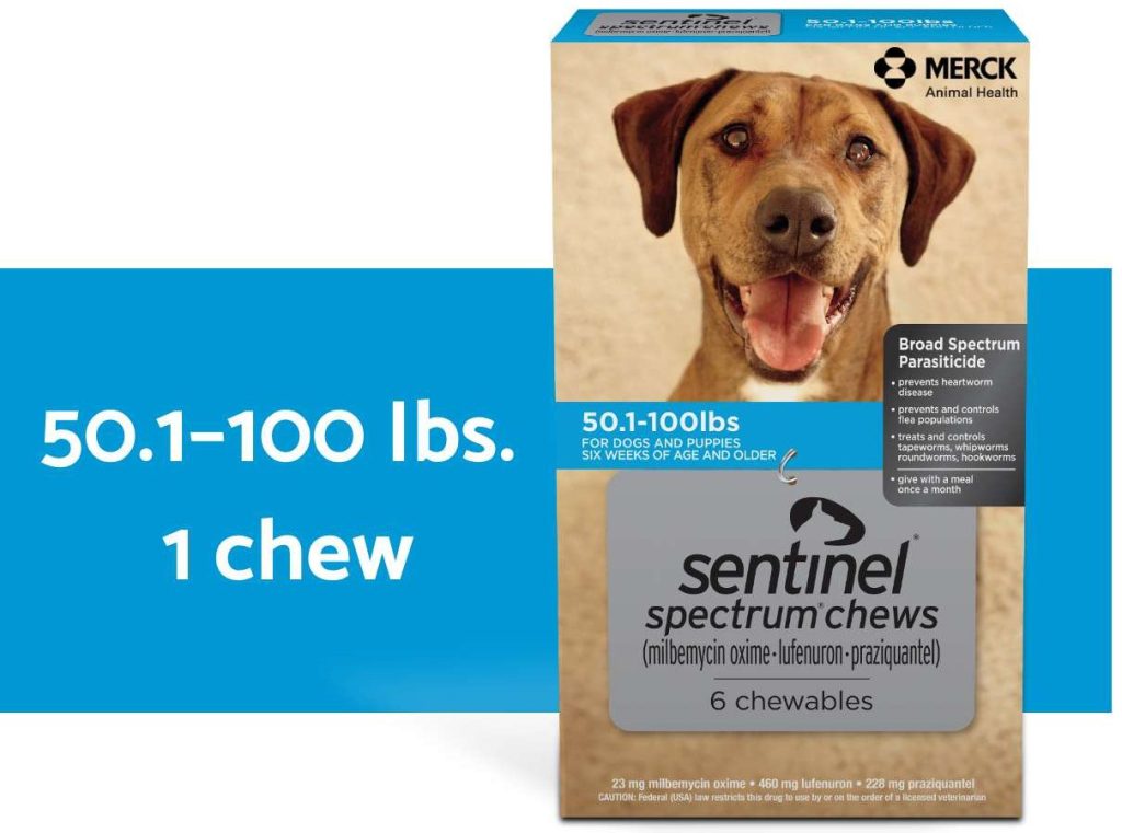 Sentinel spectrum chews blue box for 50.1-100 lbs. dogs horizontal description