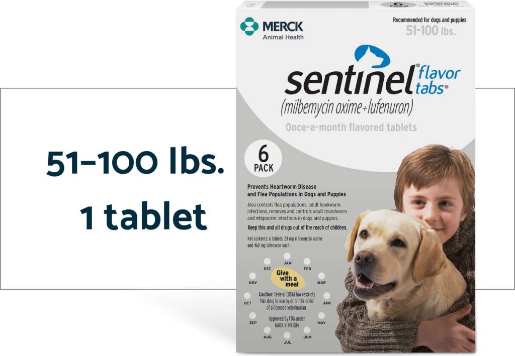 Sentinel flavor tabs grey box for 51-100 lbs. dogs  